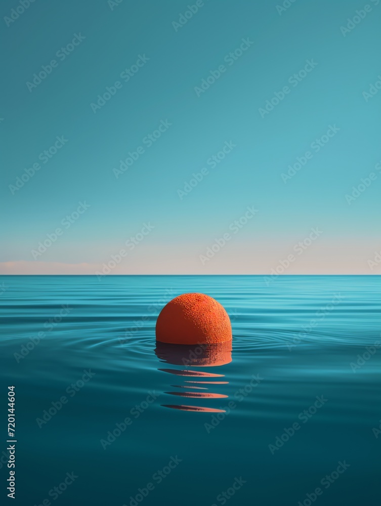 Photo an orange object floating in the ocean
