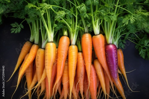 Fresh organic rainbow carrots: concept of healthy food.