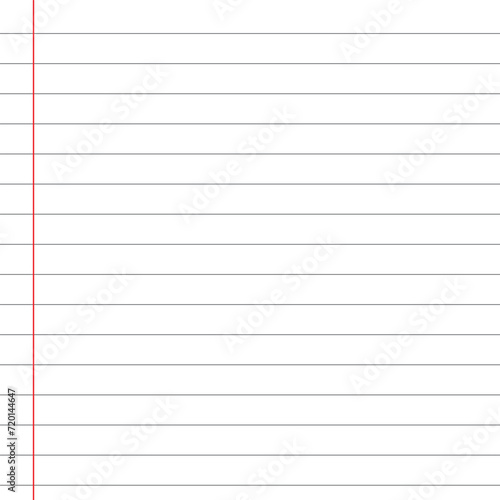 Blank loose leaf notebook paper background. Realistic line paper note. lined vector horizontal illustration with white background.