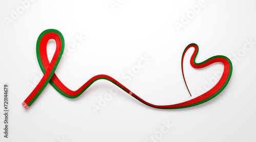 Belarus flag heart shaped wavy ribbon 3d illustration