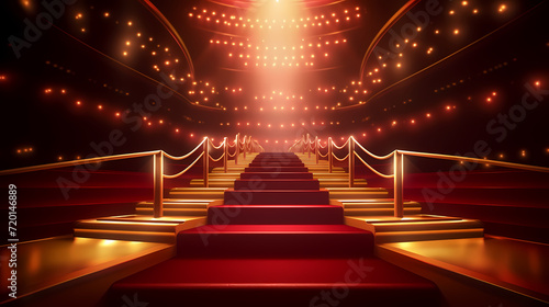 Luxurious and elegant red carpet staircase  holiday awards ceremony event