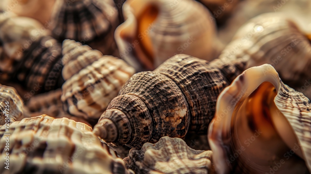 Closeup of a collection of seashells in sepia tone, perfect for natural textured backgrounds. Closeup of a collection of seashells in sepia tone, perfect for natural textured backgrounds.