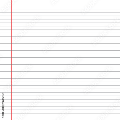 Blank loose leaf notebook paper background. Realistic line paper note. lined vector horizontal illustration with white background.