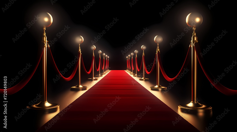 Luxurious and elegant red carpet staircase, holiday awards ceremony event Luxurious and elegant red carpet staircase, holiday awards ceremony event