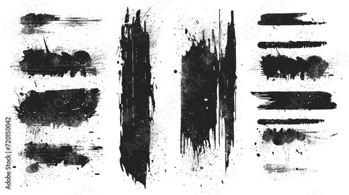 Set of grunge black banners, lines. Template for your modern designs. Brushed grungy painted lines.