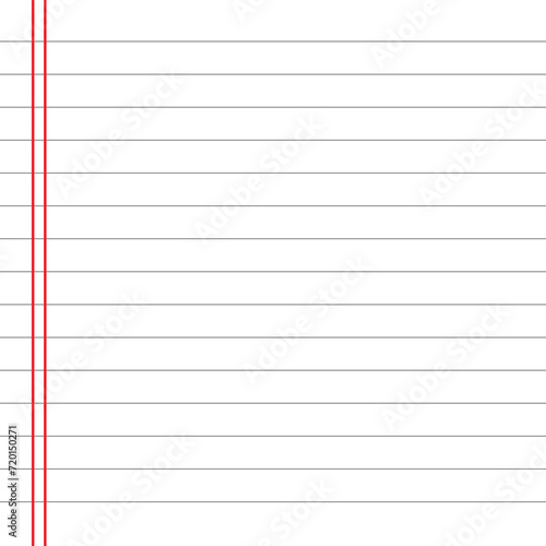 Blank loose leaf notebook paper background. Realistic line paper note. lined vector horizontal illustration with white background.
