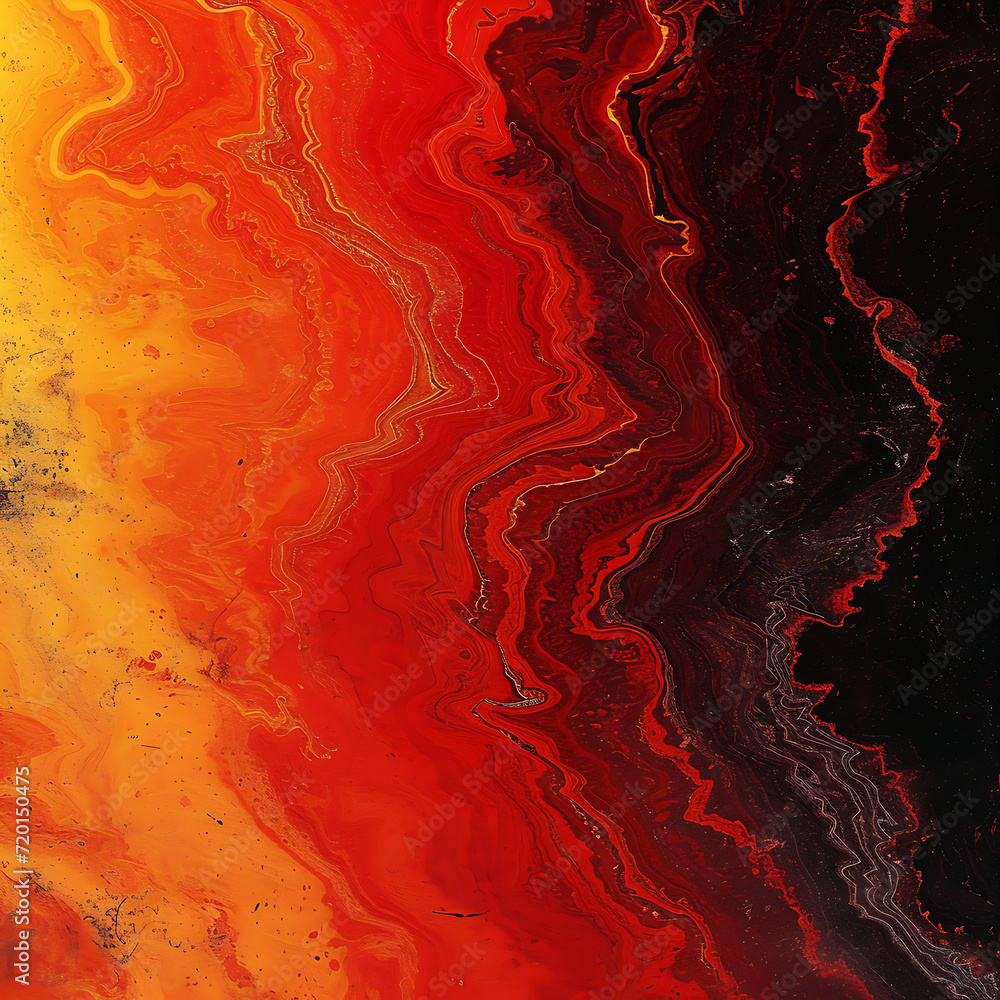 Fiery lava flow gradient in intense reds, oranges, and yellows, with a grainy texture for a volcanic-themed poster