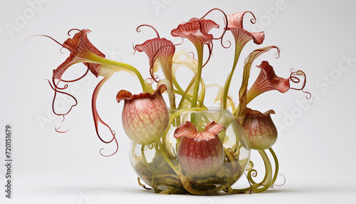 A rare and exotic Pitcher Plant isolated, white background