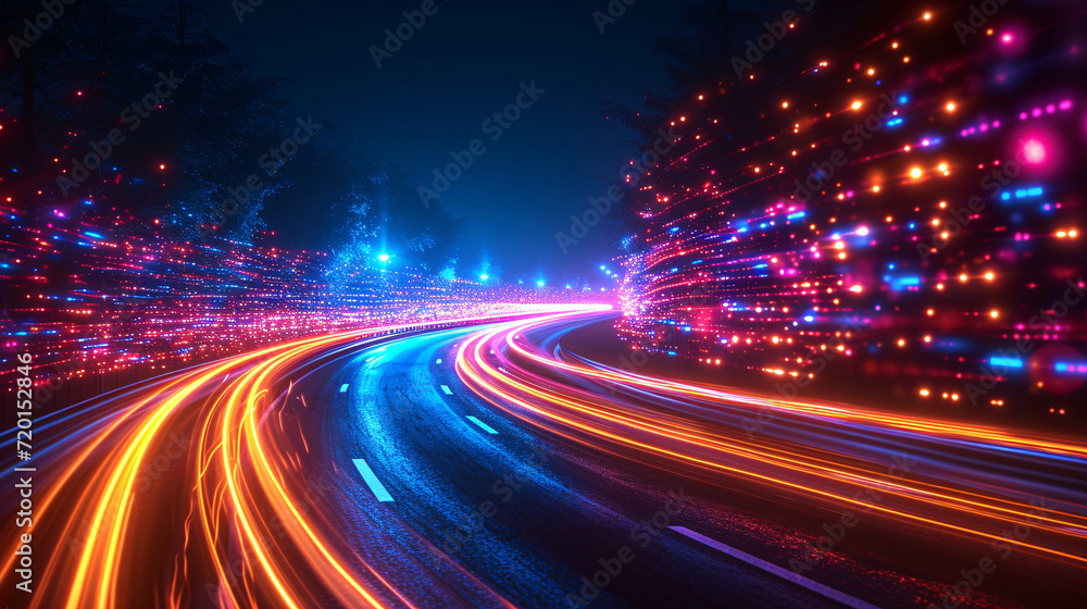 High speed technology concept background, light abstract background, image of speed movement on the road High speed technology concept background, light abstract background, image of speed movement on the road
