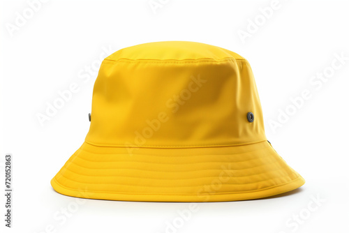 bucket hat yellow fashionable, isolated on white background