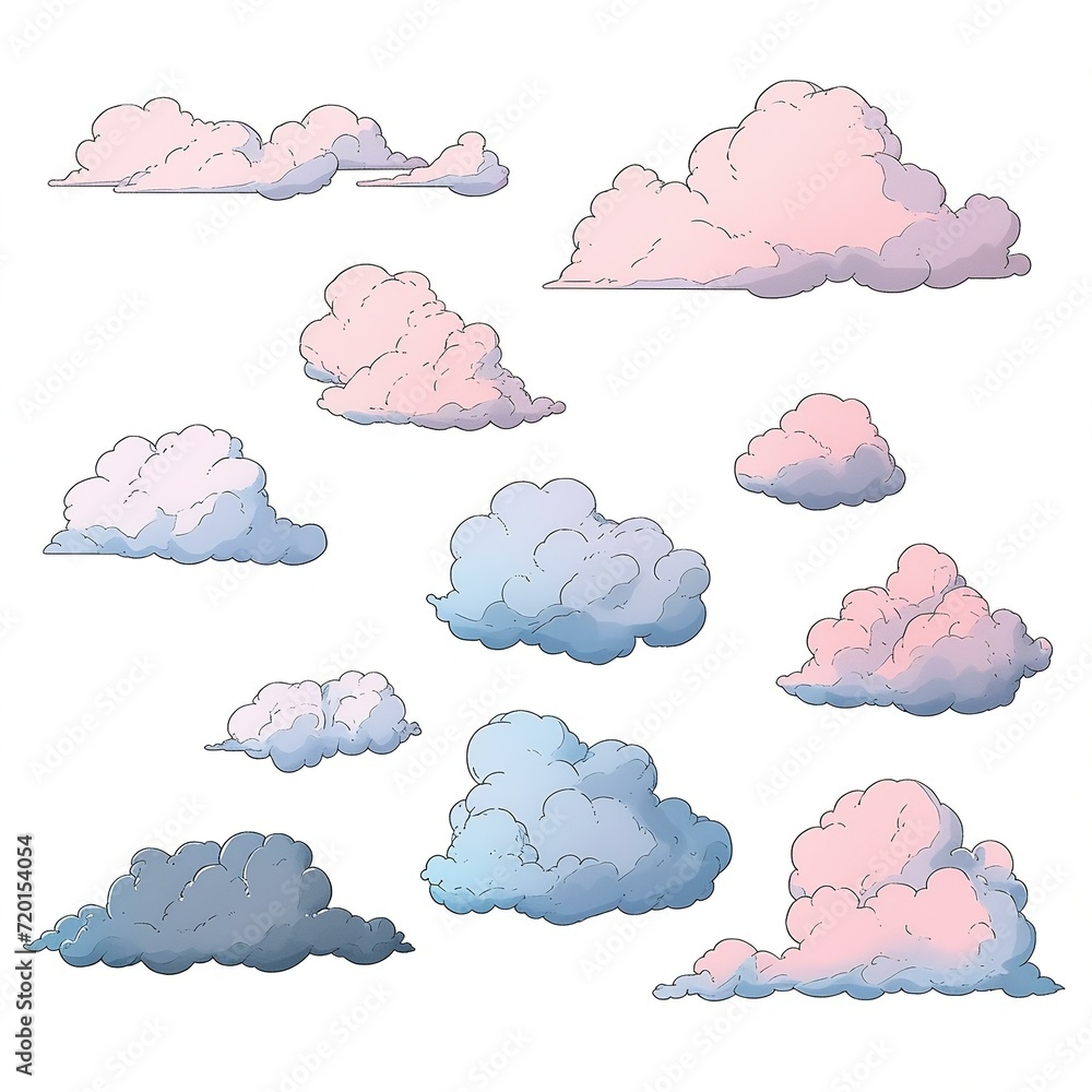 clouds drawn by hand with a pen, in the style of engraving. Generated AI