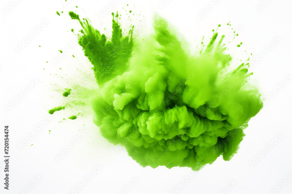 green powder explosion isolated on white background green powder explosion isolated on white background