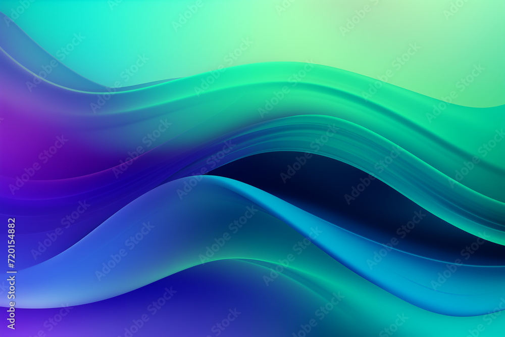 Fototapeta premium green purple abstract wavy color unique background, gradient blend, bright colored