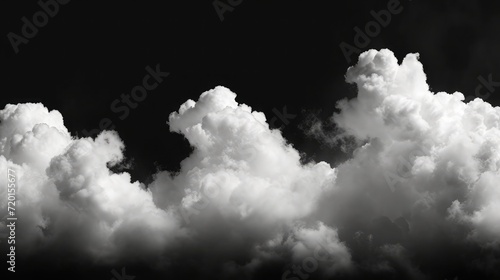 White clouds isolated on black background, clounds set on black photo