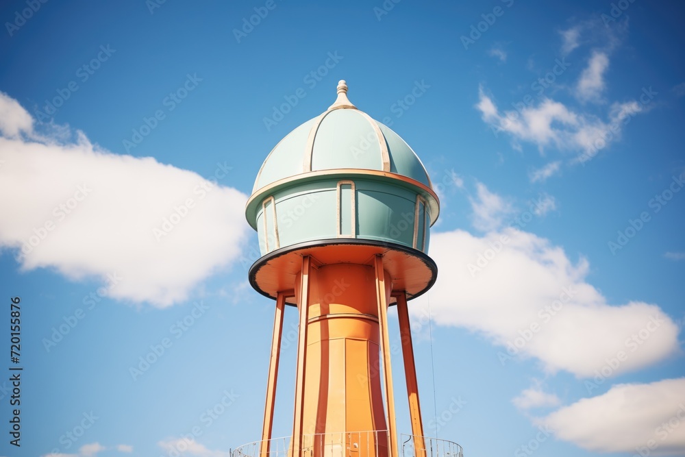 water tower against clear blue sky at noon