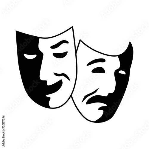 Theatre vector icon. Entertainment and show business related theater masks logo