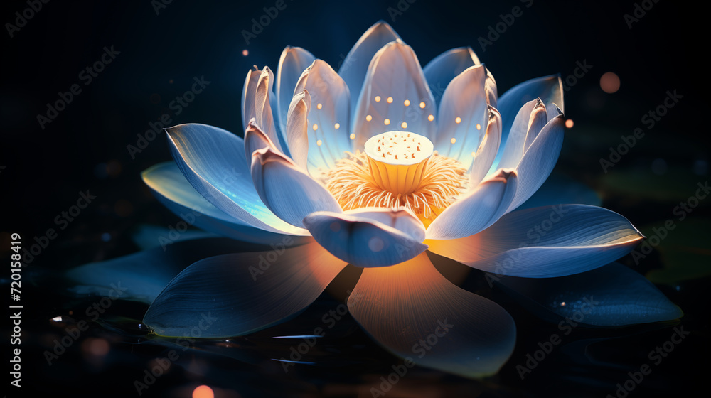 beautiful lotus glow at night