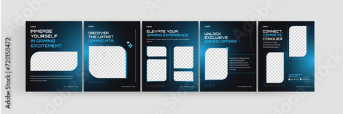 eSports gaming social media carousel, Instagram and LinkedIn banner design for gamers, vector illustration EPS 10