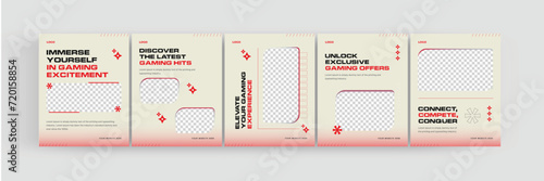 eSports gaming social media carousel, Instagram and LinkedIn banner design for gamers, vector illustration EPS 10