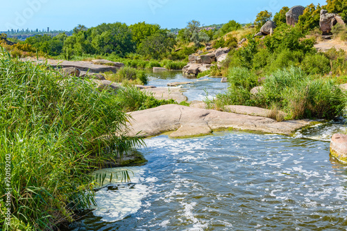 View on Tokovsky waterfalls and rapids on the Kamianka river. Dnipropetrovsk region, Ukraine photo