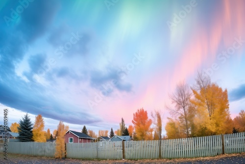 aurora colors mixing with a cloudy autumn sky