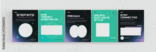 Futuristic and gradient social media carousel for gamer, fashion, tech, vector illustration EPS 10
