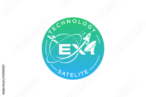Satellite telecommunications technology logo design, future space company.