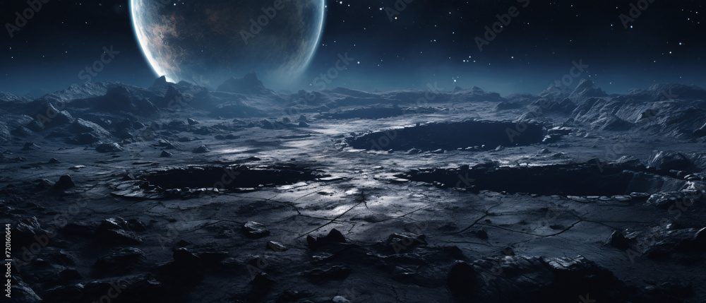 Explore the Moon's surface relief, craters, and dark expanse in this captivating universe-themed image, showcasing the beauty of celestial landscapes. Explore the Moon's surface relief, craters, and dark expanse in this captivating universe-themed image, showcasing the beauty of celestial landscapes.
