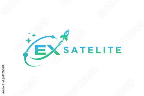 Satellite telecommunications technology logo design, future space company.