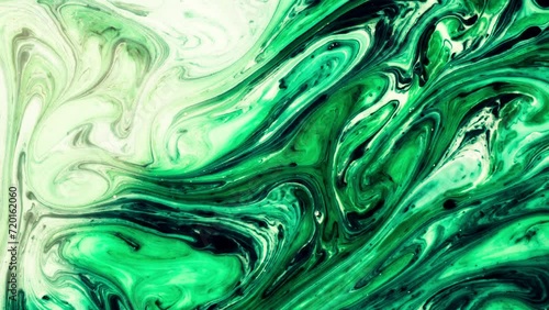 Abstract background video chemical processes movement of green and black liquid. High quality 4k footage photo
