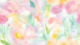 Seamless pattern of watercolor abstract of bright colorful flowers in pastel colors from Generative AI