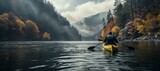 the kayak is going down river in the tatral valley