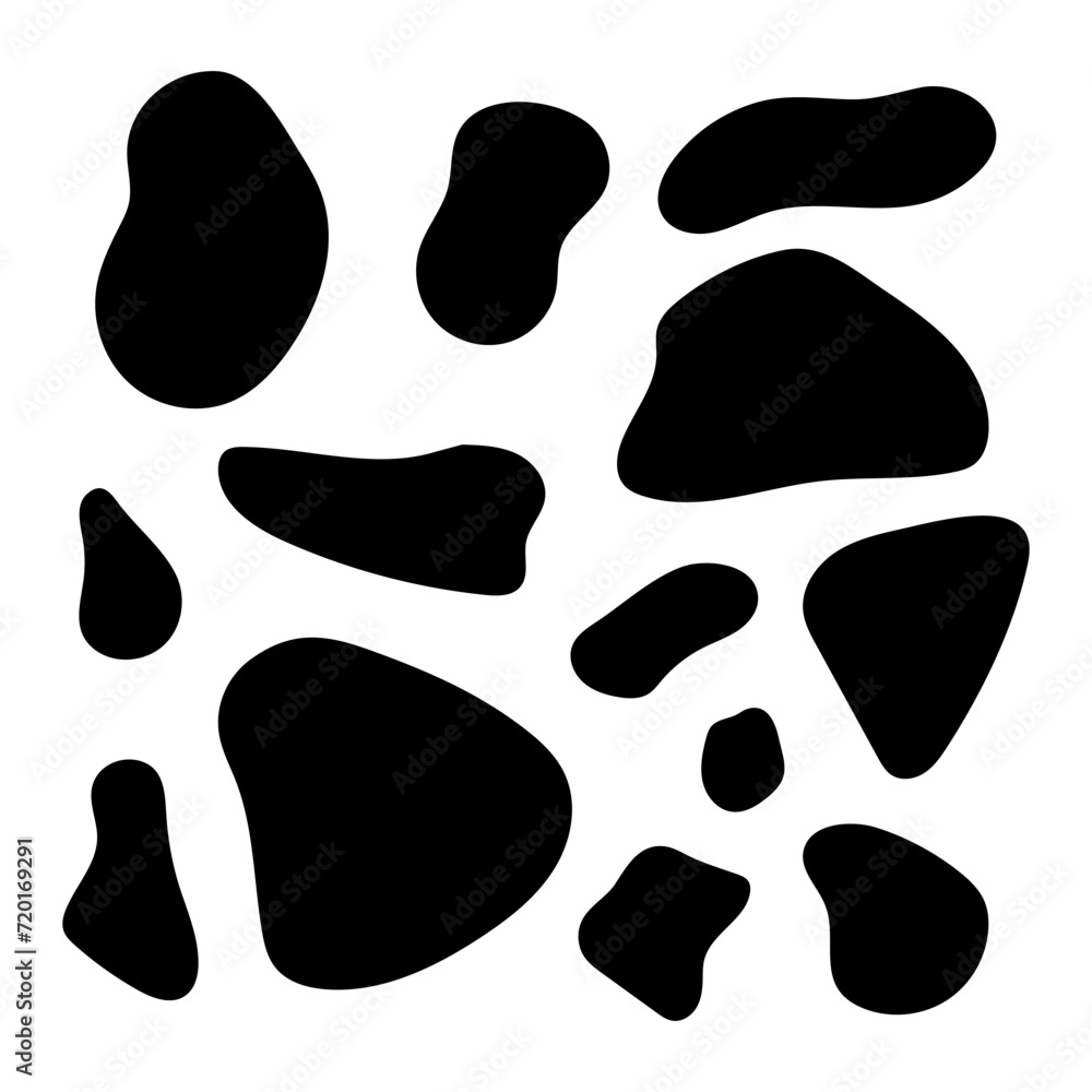 Beach pebble stone set. Hand drawn smooth stone of different shape. Organic rick from river landscape, speck shape. Vector illustration isolated on white background Beach pebble stone set. Hand drawn smooth stone of different shape. Organic rick from river landscape, speck shape. Vector illustration isolated on white background