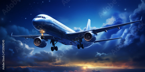 airplane in the blue sky