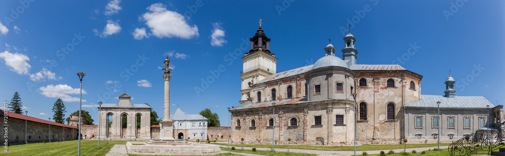 Complex of medieval Dominican monastery from courtyard in Pidkamin, Ukraine