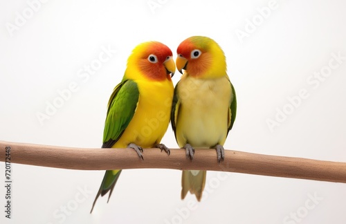 Affectionate Lovebird Duo Perched Together in Harmony - Generative AI © Gelpi