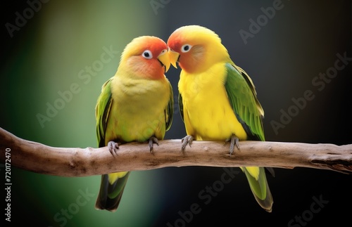 Affectionate Lovebird Duo Perched Together in Harmony - Generative AI © Gelpi