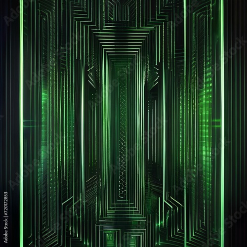 Dynamic abstract wallpaper with vibrant green neon lines, creating a sense of movement and energy on a sleek black surface1 photo