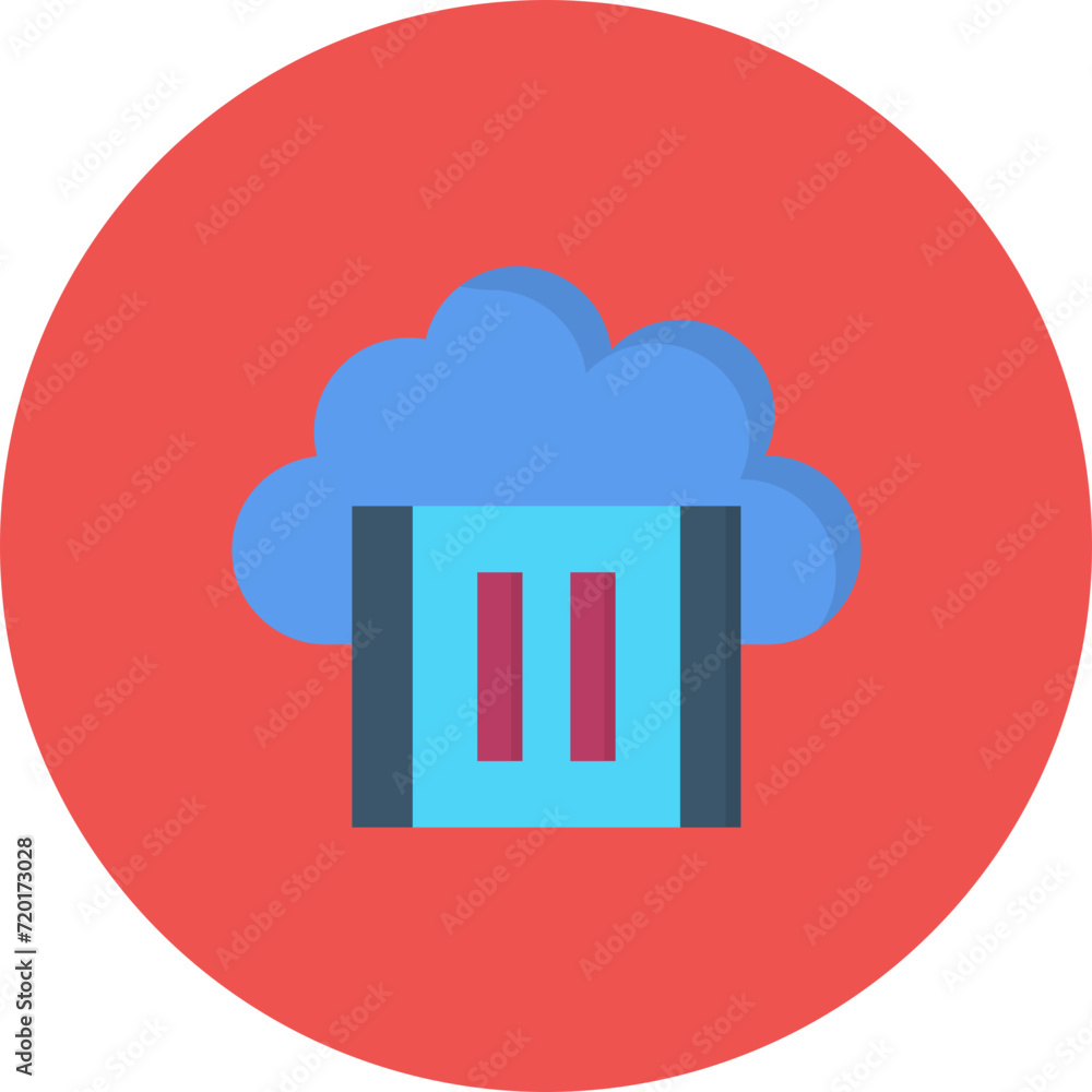 Cloud Video Pause icon vector image. Can be used for Cloud Computing. Cloud Video Pause icon vector image. Can be used for Cloud Computing.