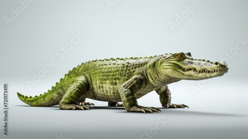 Realistic 3D Alligator Tail Illustration On Grey Background, Towering Over American Crocodile. © Sandris_ua