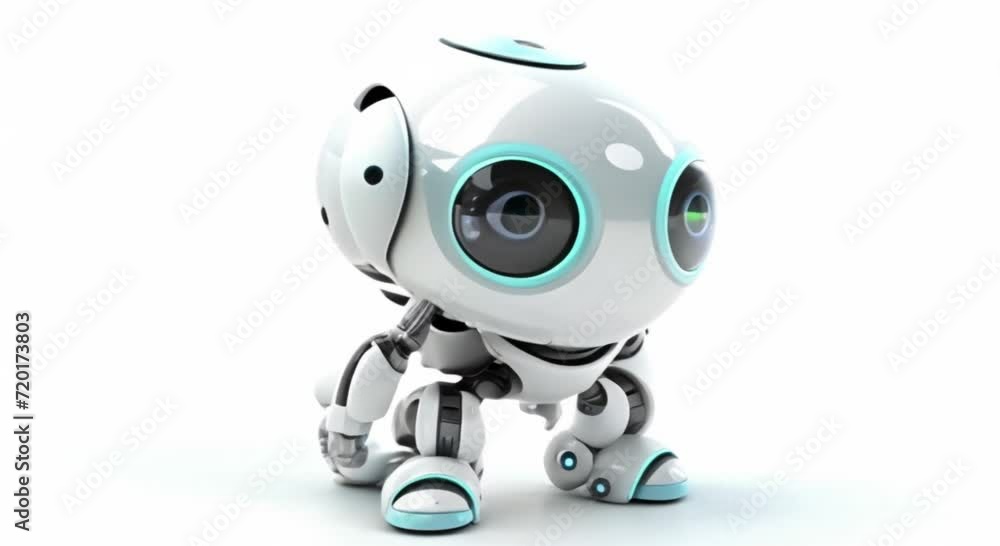 Artificial intelligence white robot on white background. Animated robot Artificial intelligence white robot on white background. Animated robot