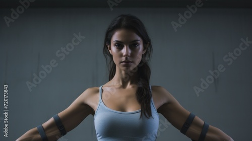 Injured Woman Wearing A Gray Arm Sling for Pain Relief