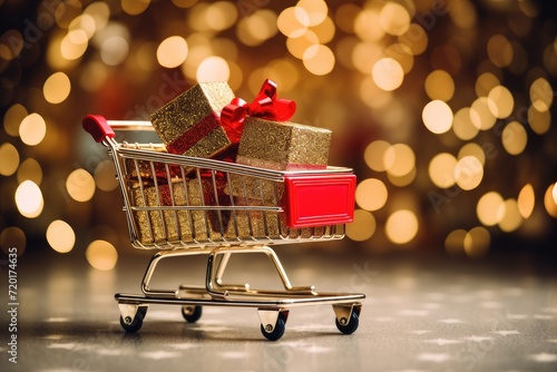 Golden Holiday Shopping Spree with Sparkling Gifts and Festive Cheer - Celebrate in Style Generative AI