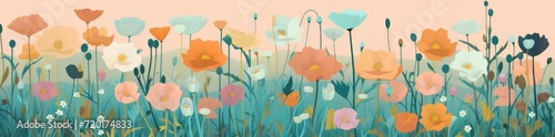Bountiful Meadow: A Serene Landscape of Wildflowers and Greenery - Generative AI