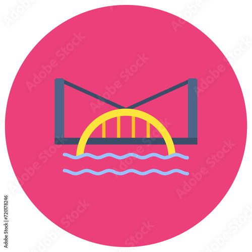 Water Bridge icon vector image. Can be used for Medieval.