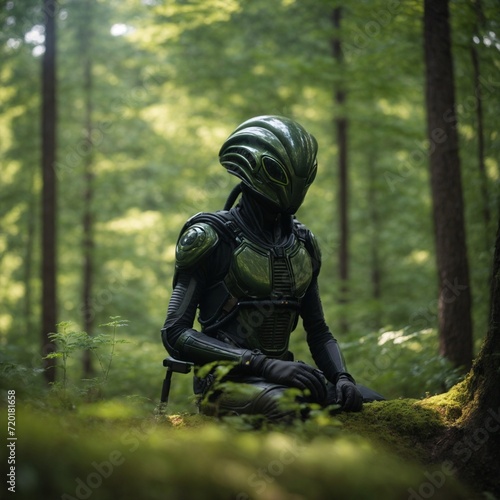Aliens creature in the forest. AI Generated. © Joao