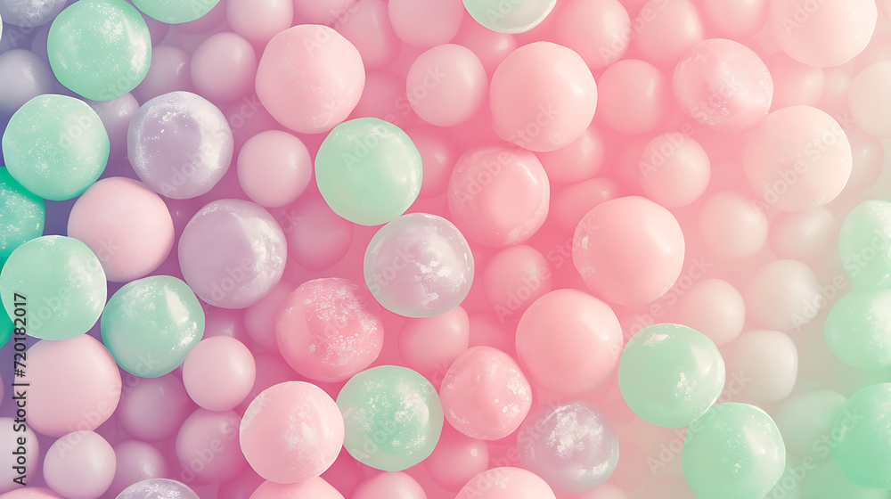 Pastel candy shop gradient in sweet hues of pink, mint green, and lavender with a grainy texture for a whimsical event poster. 