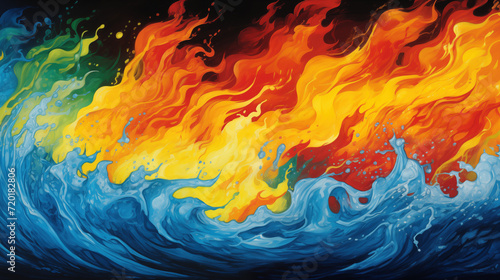fire and water fighting crashing in a draw inspired wallpaper