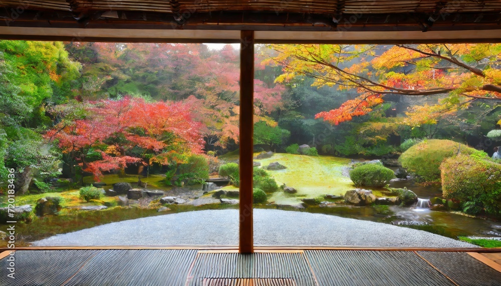 Fototapeta premium 室内からの日本庭園