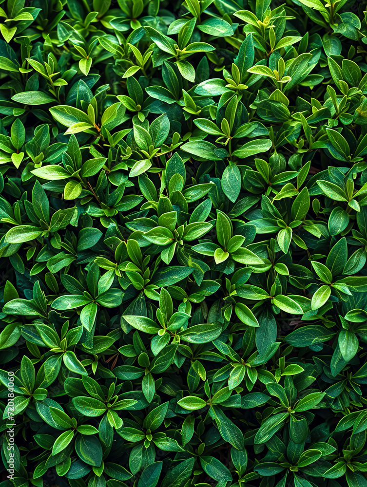 Close up green leaves background, overlay fresh leaf pattern.